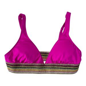 Gibson Latimer Bikini Top Size L Fuchsia Pink Metallic Band NWT